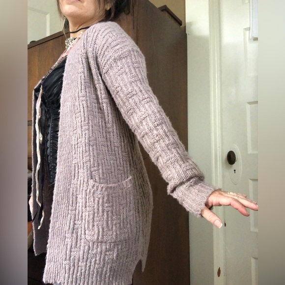 Mauve Midi Cardigan w/ Pockets - Picture 9 of 13